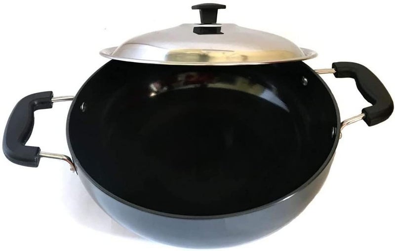 RBGIIT Hard Anodised Induction Kadhai 3 mm Thick 2 Liters Heavy Quality with SS Lid Induction Bottom Cookware Set Hard Anodised 1 Piece_6 - Image 1