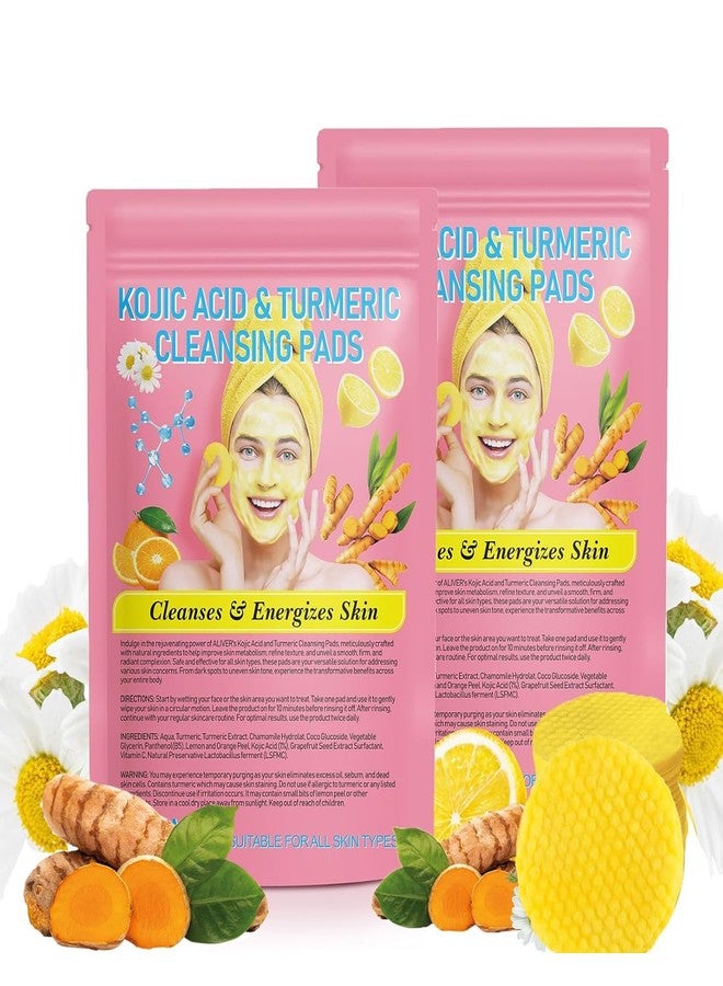 enttgo 80 Pads Turmeric Kojic Acid Cleansing Pads,Turmeric Cleansing Pads,Face Turmeric Cleansing Pads Helps Balance Skin Oil And Water - Image 1