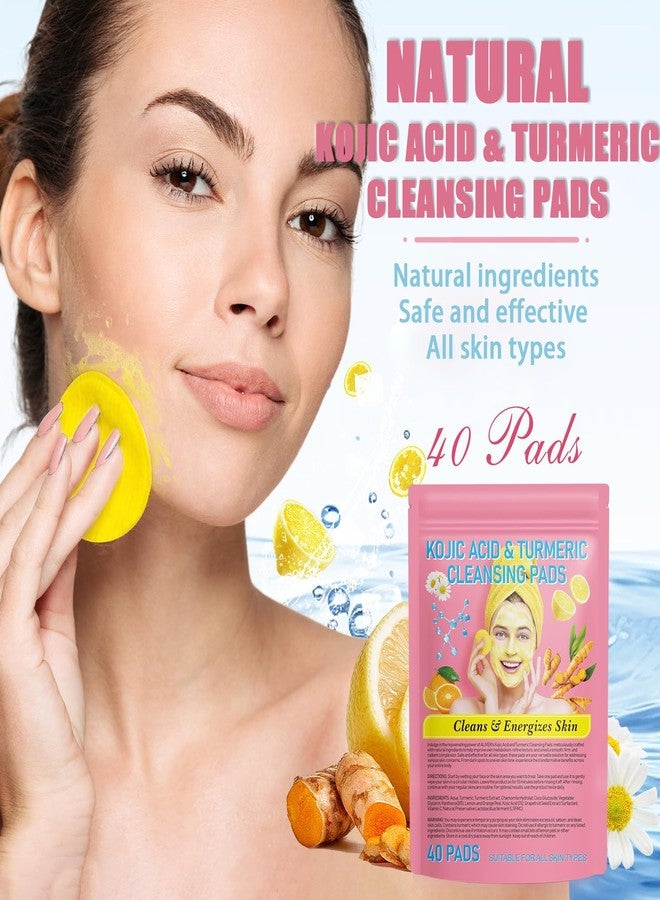 enttgo 80 Pads Turmeric Kojic Acid Cleansing Pads,Turmeric Cleansing Pads,Face Turmeric Cleansing Pads Helps Balance Skin Oil And Water - Image 2