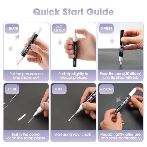 TWOHANDS Liquid Chalk Markers for Blackboard,Chalkboard,Wet erase Markers Erasable,Car Windows,Glass,Bullet & Chisel Point,19530 - Image 3
