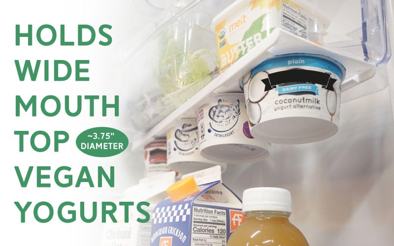 Storage Theory Yogurt Organizer for Fridge â€“ Under Shelf Fridge Organizer for 4 Wide-Mouth Yogurt Cups â€“ Peel and Stick Yogurt Storage Caddy for Greek Yogurt & Vegan Cups â€“ 2 Pack, White - Image 3