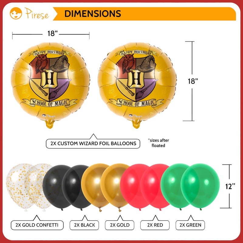 Pirese Wizard Birthday Decorations, Magical Happy Birthday Banner with Balloons, Pre-Strung Party Supplies, Gold Confetti Balloons & Unique Pirese Foil Balloon, Magical Decor for Kids & Adults - Image 4