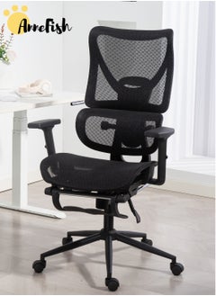 AnneFish Ergonomic Mesh Office Chair With Footrest Desk Computer Chair With Adjustable Back Support Dynamic Lumbar Support And Wide Seat High Back Gaming Home Swivel Task Desk Chairs  - Image 1