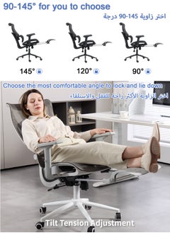 AnneFish Ergonomic Mesh Office Chair With Footrest Desk Computer Chair With Adjustable Back Support Dynamic Lumbar Support And Wide Seat High Back Gaming Home Swivel Task Desk Chairs  - Image 2