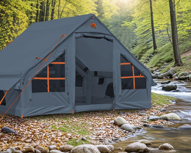 DanCoom Inflatable Camping Tent with Pump, 4 Person Glamping Tents Sun Shelter, Easy Setup Waterproof Outdoor Oxford Tents, Self-Supporting Structure Inflatable House Tent - Image 5