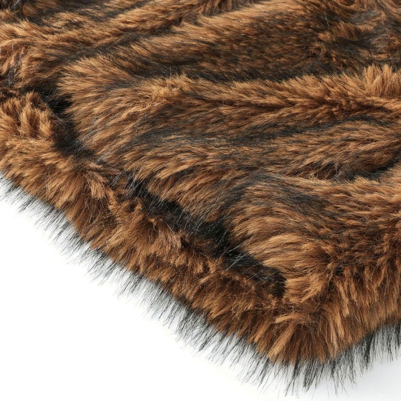 Amazhiyu Women's Faux Fur Long Sleeve Open-front Winter Cropped Coat with Pockets Khaki, Small - Image 5