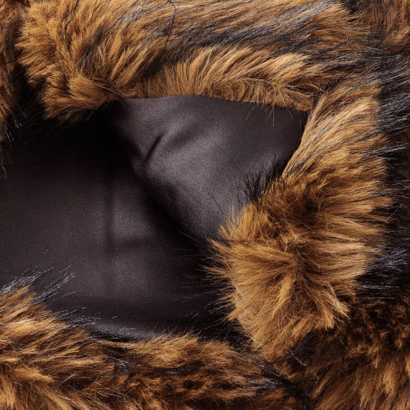 Amazhiyu Women's Faux Fur Long Sleeve Open-front Winter Cropped Coat with Pockets Khaki, Small - Image 2