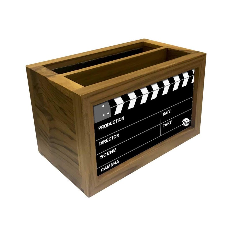 Nutcase Wooden Remote Stand | Teak Wood Remote Holder For Living Room, Bedroom, Tv And Ac | Stationary Organizer | Ideal For Home & Office - Filmy Design - 6x4 Inches (MADE-IN-INDIA), Black - Image 4