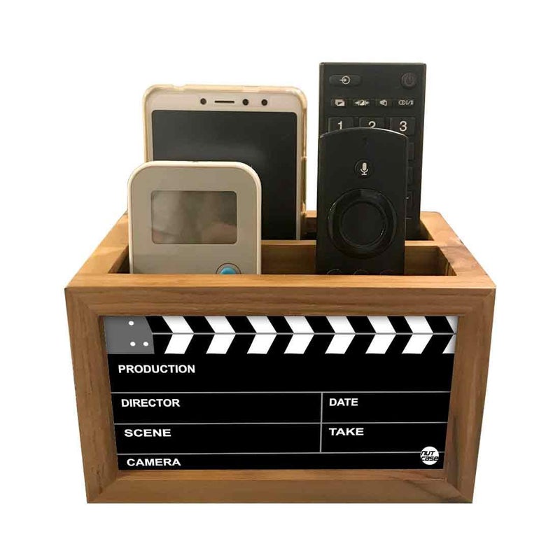 Nutcase Wooden Remote Stand | Teak Wood Remote Holder For Living Room, Bedroom, Tv And Ac | Stationary Organizer | Ideal For Home & Office - Filmy Design - 6x4 Inches (MADE-IN-INDIA), Black - Image 3