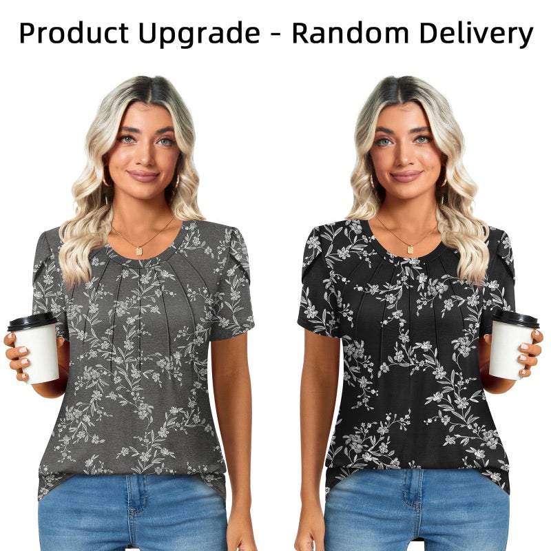Anyhold Womens Tops Dressy Casual Summer Short Sleeve Blouse Dress Shirt Medium, White Carvings - Image 3