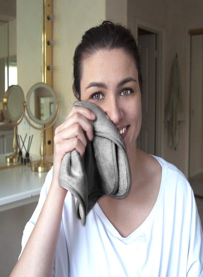 يو رو منديل تنظيف لإزالة المكياج من يوروو، قابل للغسل وإعادة الاستخدام، 8 × 16 بوصة، رمادي، عبوة من قطعتين - Image 4