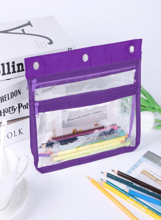 YoeeJob Pencil Pouch for 3 Ring Binder with 1.5 inch Expandable Large Capacity, Double Pockets Zipper Pencil Case, Pencil Binder Pouch for School Office Home,Purple - Image 5