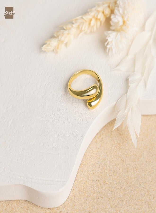 Amberta Women 925 Sterling Silver Teardrop Ring - Silver Statement Ring: Gold Chunky Ring - Size 4.25 - Image 3