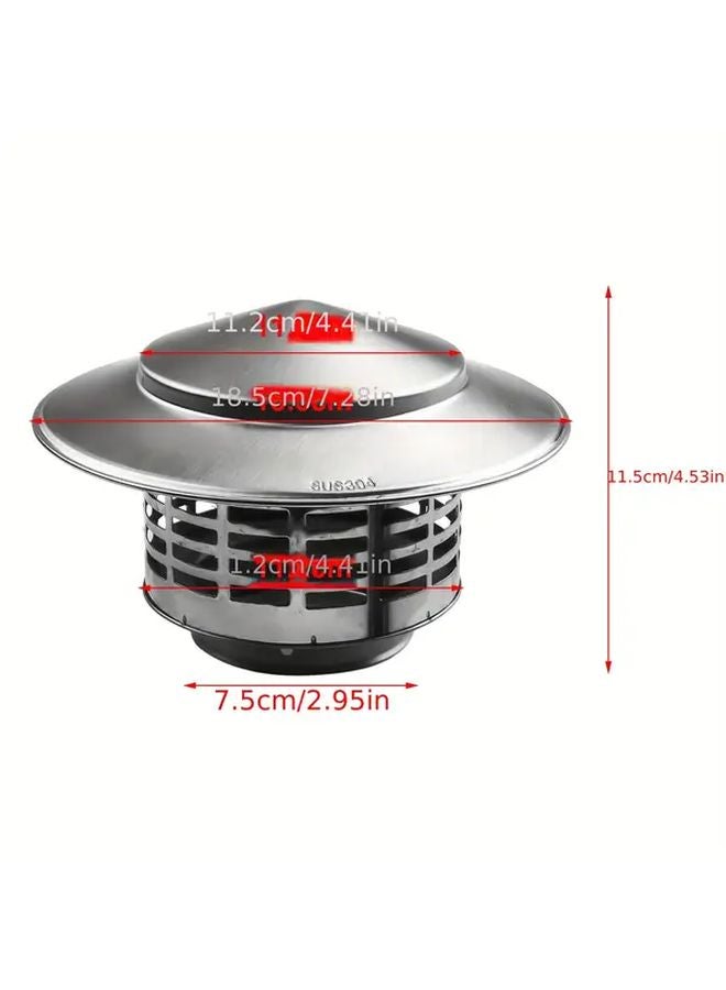 Stainless Steel Chimney Cap For 75MM Wall Fresh Air Outlet Roof Pipe Exhaust Hood - Image 1