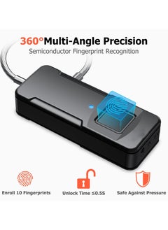 Generic Biometric Fingerprint Cable Lock, Advanced Keyless Waterproof Padlock with Quick Unlock, Ideal for Gym, Doors, Luggage, Suitcases, Backpacks, Office - Supports 10 Fingerprints, Type-C Charging  - Image 2