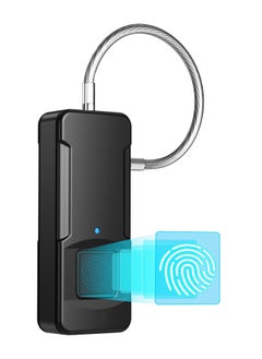 Generic Biometric Fingerprint Cable Lock, Advanced Keyless Waterproof Padlock with Quick Unlock, Ideal for Gym, Doors, Luggage, Suitcases, Backpacks, Office - Supports 10 Fingerprints, Type-C Charging  - Image 1