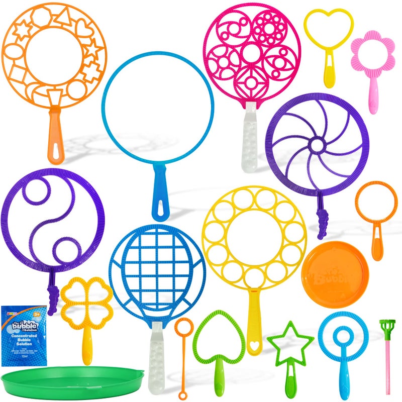 JOYIN Big Bubble Wands Set Bulk for Kids Summer Outdoor Toy Game Activity Party Favors, 18 Pcs Giant Bubble Maker with Tray, 12" Large, 6 Pcs Solution Suitable for All Age People - Image 3