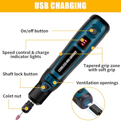 Serplex® Wireless Engraving Pen Kit with 44 Drill & Polishing Bits, 3-Speed Adjustable, USB Charging, Engraving Machine for Metal, Wood, Leather & Ceramics, DIY Carving Tool for Creative Art & Crafts - Image 2