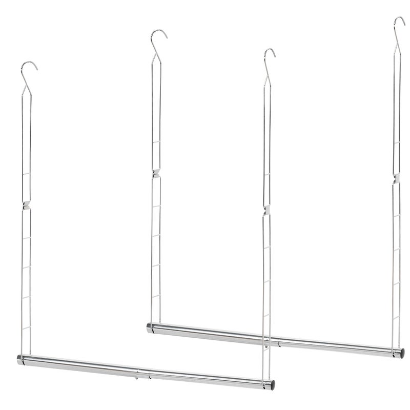 STORAGE MANIAC Hanging Closet Rod Adjustable Width and Height Closet Hanging Organizer SpaceSaving Clothes Hanging Bar Closet Extender Hanging Rod Double Closet Hanging Rod 2 Pack Chrome