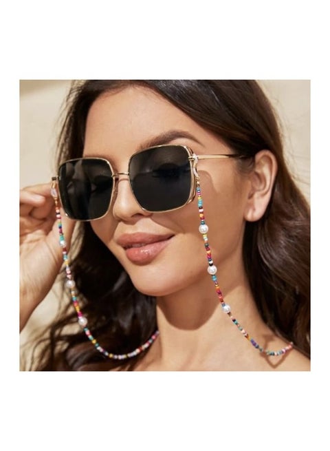 Colorful Beaded Sunglasses Chain with Faux Pearl Accents, Fashion Eyewear Holder Necklace, Decorative Glasses Strap