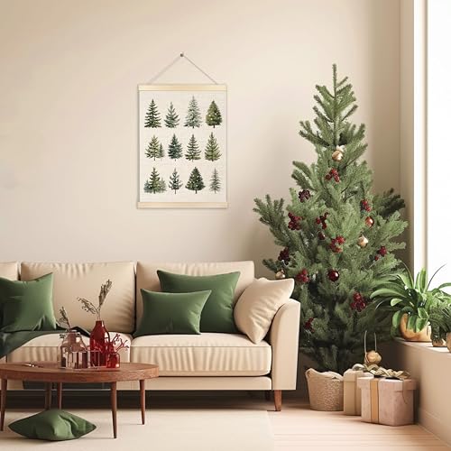 Ecezatik Christmas Tree Wall Decor Farmhouse Christmas Tree Wall Art With Wooden Poster Hanger Christmas Trees Posters Farmhouse Christmas Decor 12x16 Inches - Image 3