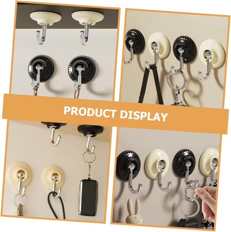 Healifty 4pcs Punch Free Wall Hooks Adhesive Sticky Hooks Strong Hold Removable Multipurpose Kitchen Bathroom Storage Hangers for Keys Umbrellas Coats – Dark Gray - Image 4