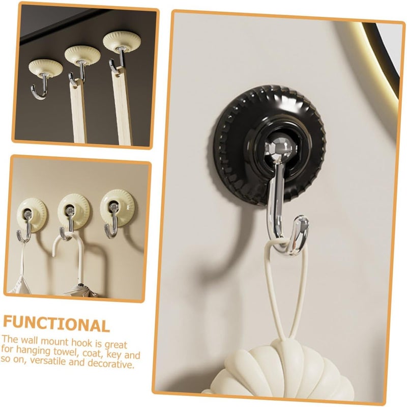 Healifty 4pcs Punch Free Wall Hooks Adhesive Sticky Hooks Strong Hold Removable Multipurpose Kitchen Bathroom Storage Hangers for Keys Umbrellas Coats – Dark Gray - Image 5