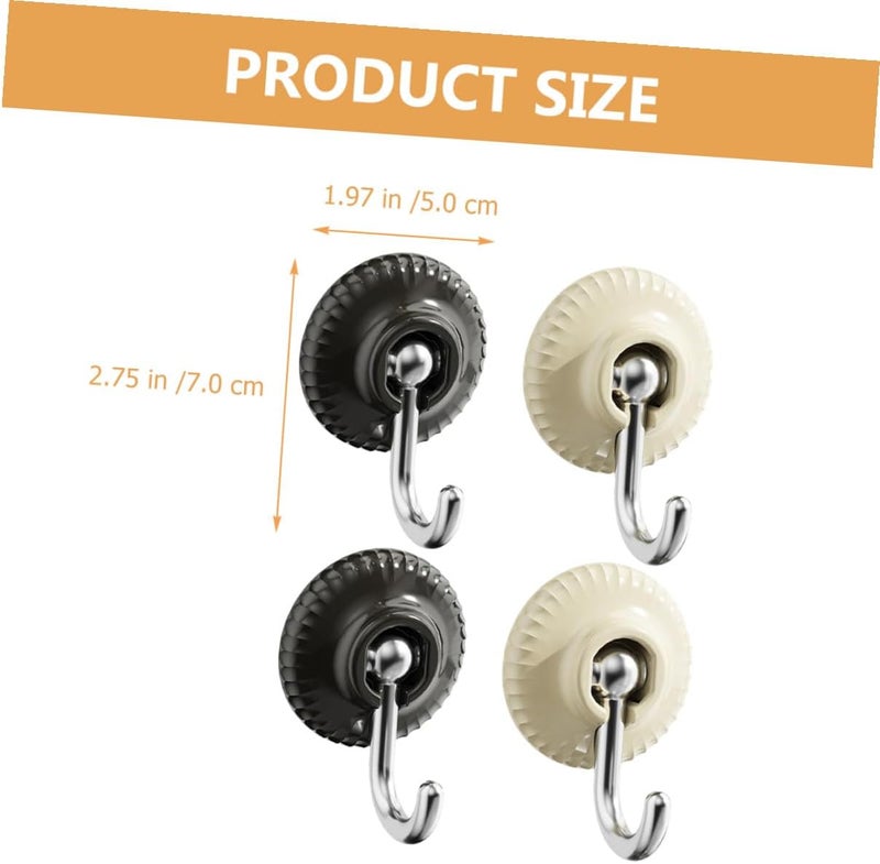 Healifty 4pcs Punch Free Wall Hooks Adhesive Sticky Hooks Strong Hold Removable Multipurpose Kitchen Bathroom Storage Hangers for Keys Umbrellas Coats – Dark Gray - Image 2