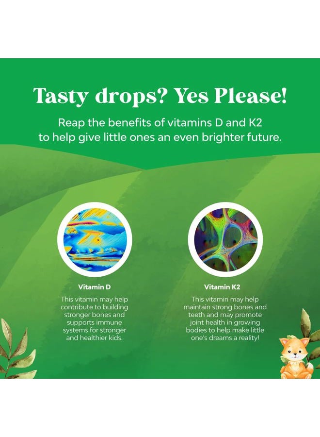 Natures Craft Kids Vitamin D3 K2 Drops - Organic Vitamin D for Kids for Strong Bones & Joints - Infants, Babies & Toddler Immune Support Drops Liquid Supplement - 60 ml Bottle - Image 4