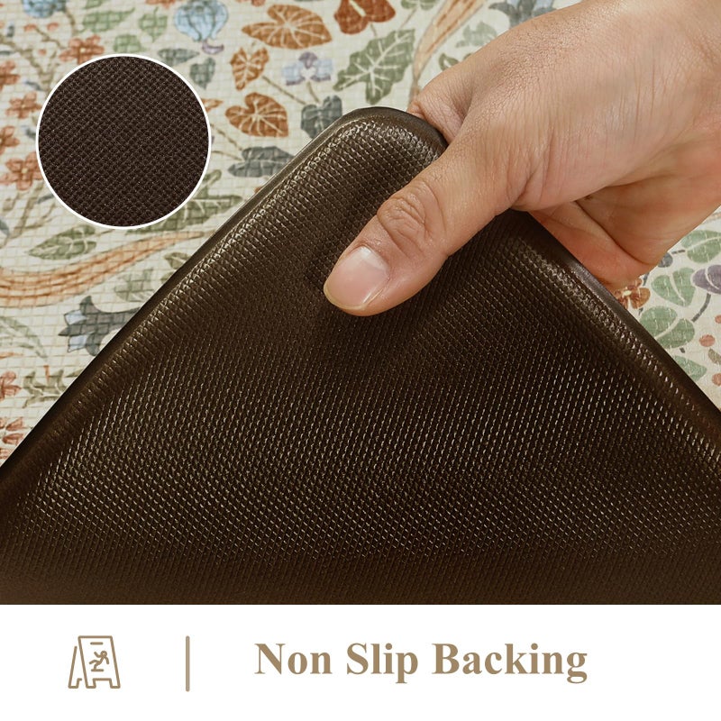 Collive Kitchen Mats Cushioned Anti Fatigue, Non Slip Waterproof Kitchen Floor Mat Beige Rug 2 Piece, Modern Comfort Desk Standing Rugs for Sink, Home Office, Laundry, Bedroom - Image 3