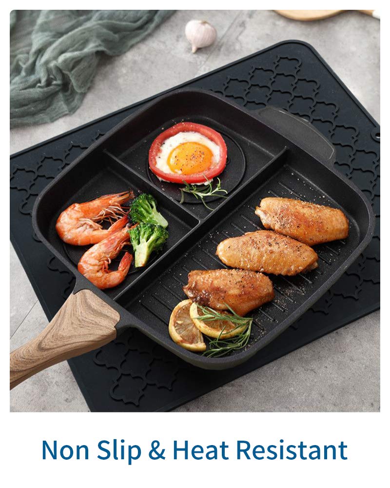 AMOAMI-Dish Drying Mats for Kitchen Counter-Silicone Dish Drying Mat-Kitchen Dish Drying Pad Heat Resistant Mat-Kitchen Gadgets Kitchen Accessories Kitchen Small Appliances (12" x 16, BLACK) - Image 4