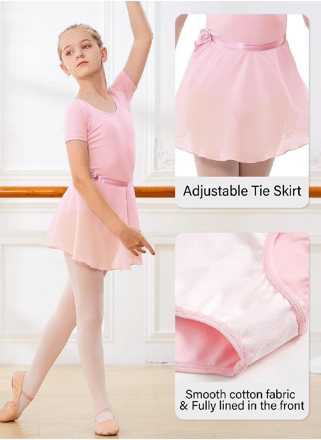 Stelle Stelle Girls Short Sleeve Dance Active Dress Ballet Leotard Combo with Dance Skirt and Dance Tight (Ballet Pink (Adjustable Tie), 110, 6 Years)  - Image 3
