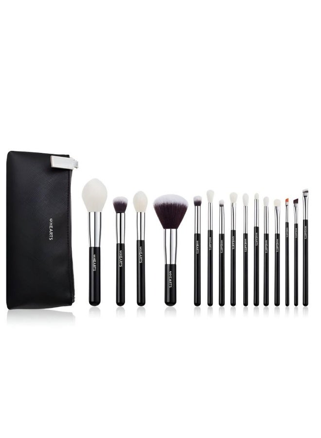 Hearts 15-Piece Professional Makeup Brush Set for Face & Eyes