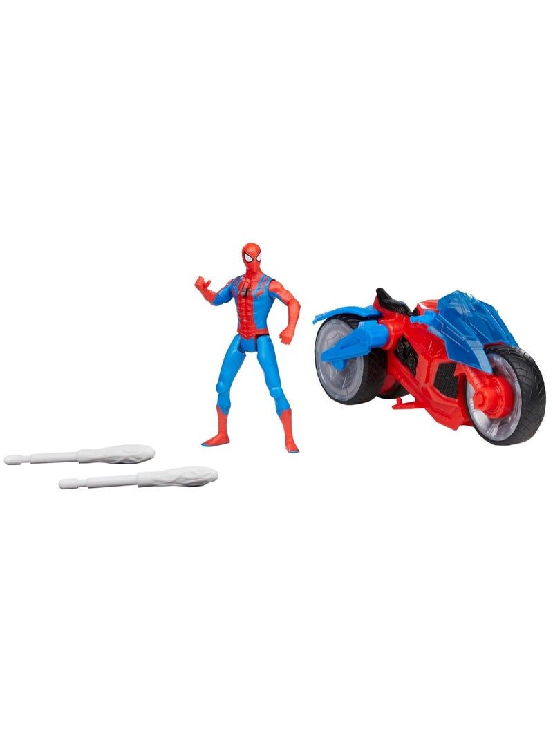 SPIDERMAN Marvel Spider-Man Web Blast Cycle And Action Figure - 4 Inches - Image 1