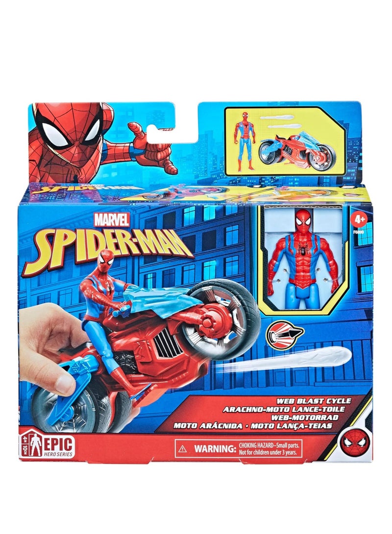SPIDERMAN Marvel Spider-Man Web Blast Cycle And Action Figure - 4 Inches - Image 4