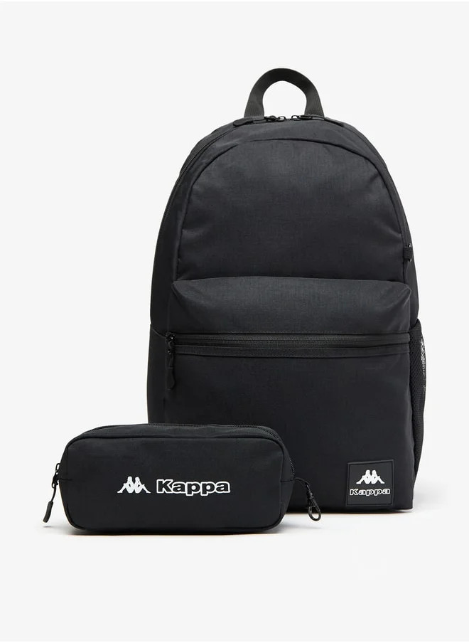 Kappa Logo Detail Backpack with Adjustable Straps and Pencil Case