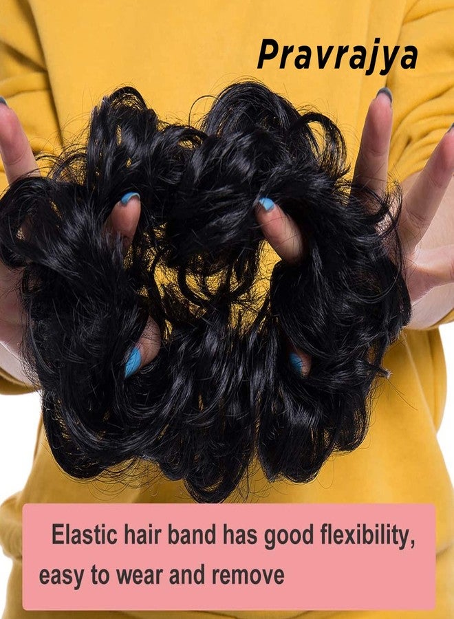 PRAVRAJYA Hair Bun Extensions Wavy Curly Dish Donut Ponytail Scrunchie With Elastic Rubber Band Updo Extensions Hairpiece Accessories (Black) - Image 4