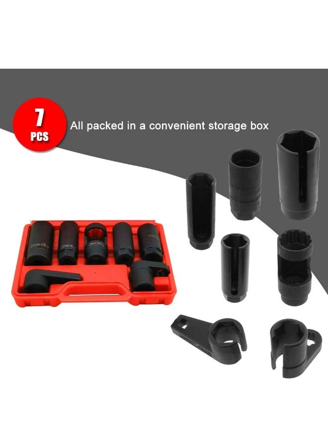 A ABIGAIL A ABIGAIL 7PCS Oxygen Sensor Socket 22mm (7/8 in), 27mm, 29mm fits All Vehicle O2 Removal and Installation Universal Puller and Removal Tool  - Image 2