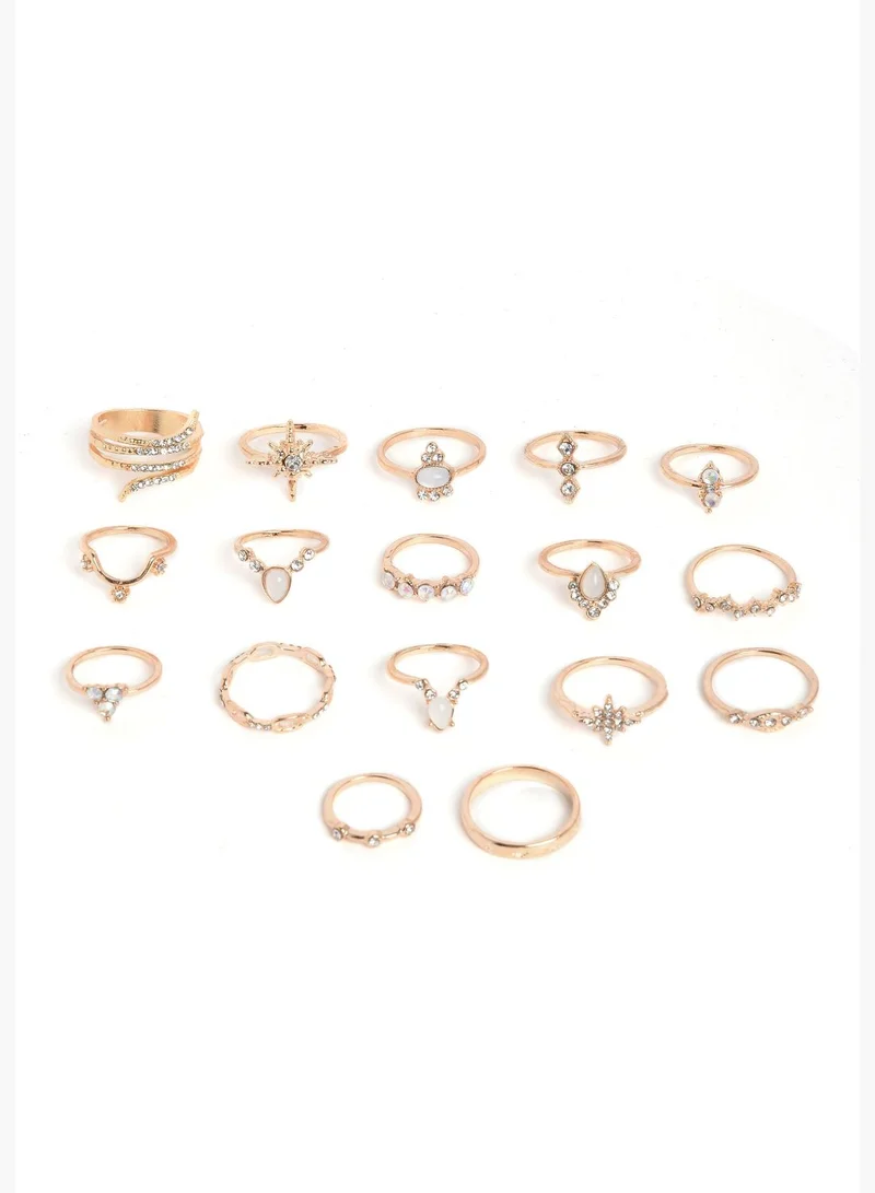 SOHI Pack of 15 Gold Plated Designer Rings
