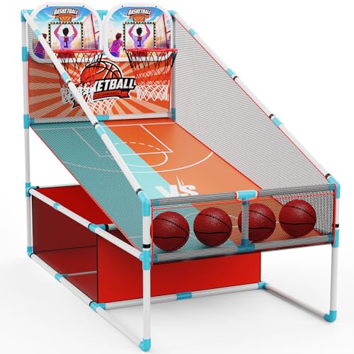 iYoYo 2Player Arcade Basketball Game SetUpgraded Indoor Hoop with LED Light Electronic Scoreboard 4 BallsCarnival Games Sports Toys Kids 310 for Home Party Backyard Outdoor Boys Girls Toddlers Gifts - Image 1
