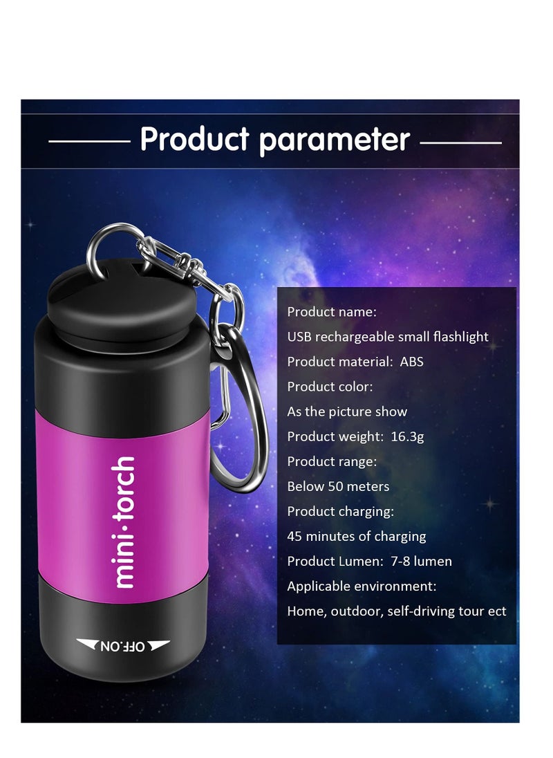 Y&D 12 Pieces Mini Keychain Flashlight USB Torch Rechargeable Colorful LED High-Powered Lamp  - Image 5
