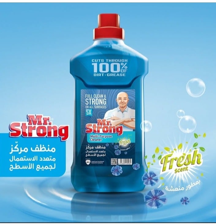 Mr. Strong 5X Multi-Purpose Cleaner 750ml – Concentrated Formula – 100% Grease & Dirt Removal – Aqua Fresh Scent – Multi-Surface – Kitchen Bathroom Floors – No Residue – 5X Stronger Than Standard Clea