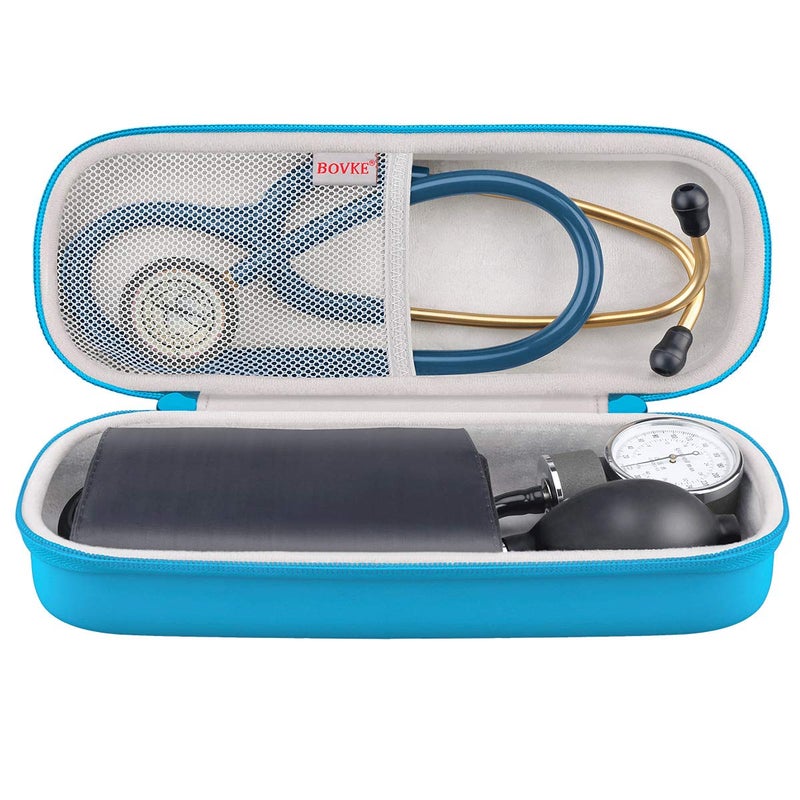 بوفك حقيبة سفر متوافقة مع سماعات الطبيب 3M Littmann Classic III وLightweight II S.E وMDF Acoustica Deluxe، مع مساحة إضافية للمقص الطبي ومقص الصدمات EMT وقلم LED، باللون الفيروزي - Image 2