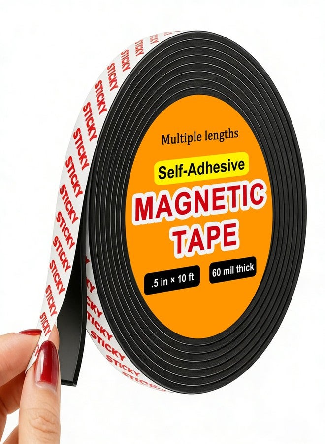 Towjug Sticky Magnetic Tape Roll (0.5in x10ft) - Flexible Magnet Strip with Adhesive Backing for Crafts, Kitchen, Whiteboards, Fridge, DIY Organization - Image 1