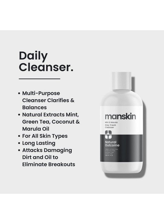 natural outcome Man Skin Face Wash Cleanser Skin Care Mint & Marula Refreshing Facial Cleansing Gel For Men Sulfate Free 8 Oz  - Image 3