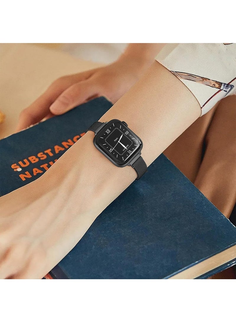 اي اي ان ايه متوافق مع الأشرطة ووتش أبل للمرأة ، 46mm 42mm 44mm 45mm 49mm ، غير القابل للصدأ شبكة أسلاك الفولاذ المغناطيسي الأشرطة ، ينطبق على سلسلة iWatch 10 9 8 6 5 3 2 1 SE - Image 5
