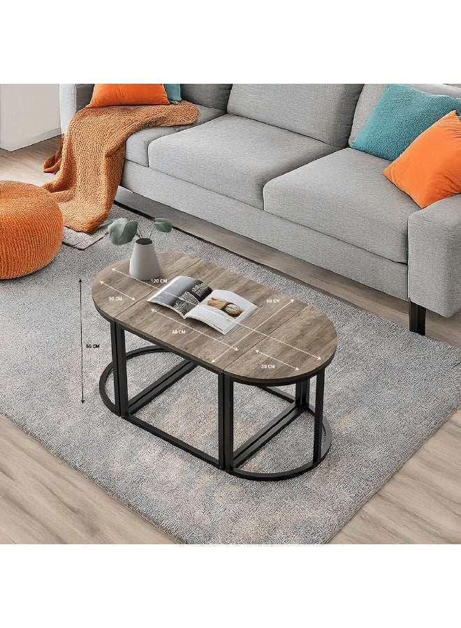 إيه جي دي طاولة غرفة معيشة عصرية مع طاولتين جانبيتين، طاولة مركزية صغيرة بإطار معدني للمنزل والمكتب والشرفة - Image 1