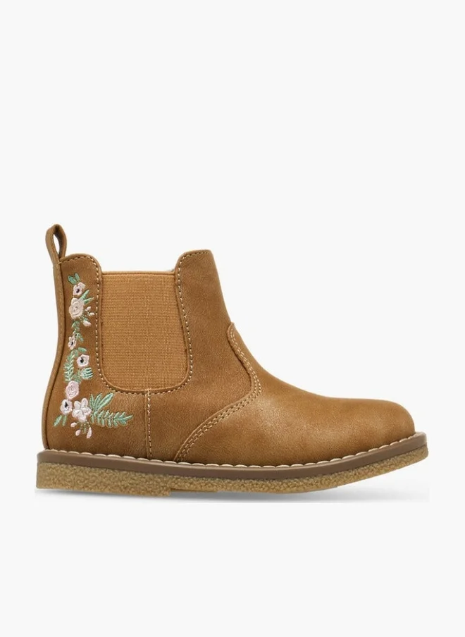 JUNIORS Embroidered Ankle Boots with Zip Closure
