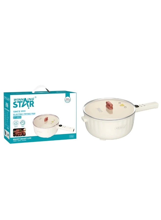 Winning Star ST-9804 Multi-Functional Electric Frying Pan – 4 Liter Capacity, 1400W Power, Stainless Steel, Modern Design with Long Handle - Image 2