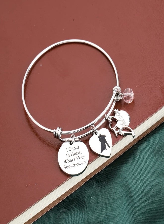 PLITI Ballroom Dance Gift Ballroom Dancer Gift Dance Teacher Appreciation Gift I Dance In Heels What's Your Superpower Bracelet (dance in heels bg) - Image 5